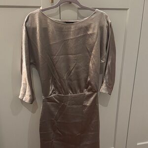 Banana Republic Shimmering Silver Long Sleeve Dress